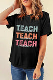 Letter Graphic Round Neck Short Sleeve T-Shirt - Trendsi - Flyclothing LLC