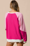 Striped Round Neck Long Sleeve Sweatshirt - Trendsi - Flyclothing LLC