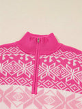 Christmas Snowflake Quarter Zip Collard Sweater - Trendsi - Flyclothing LLC