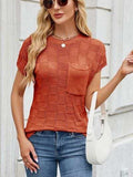 Round Neck Short Sleeve Knit Top - Trendsi - Flyclothing LLC