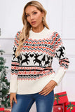 Angel Wings Reindeer Round Neck Long Sleeve Sweater - Trendsi - Flyclothing LLC