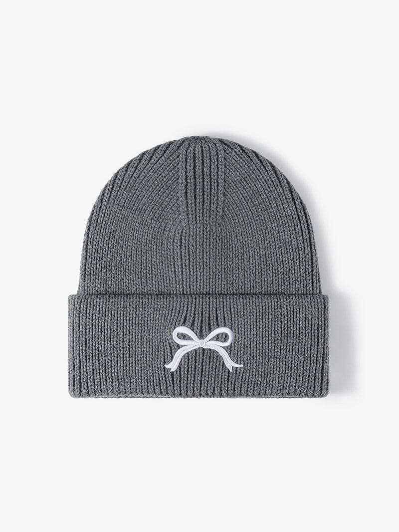 Embroidered Bow Knit Hat - Trendsi - Flyclothing LLC