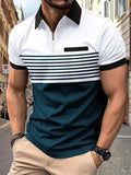 Men's Full Size Collared Neck Contrast Polo Plus Size - Trendsi - Flyclothing LLC