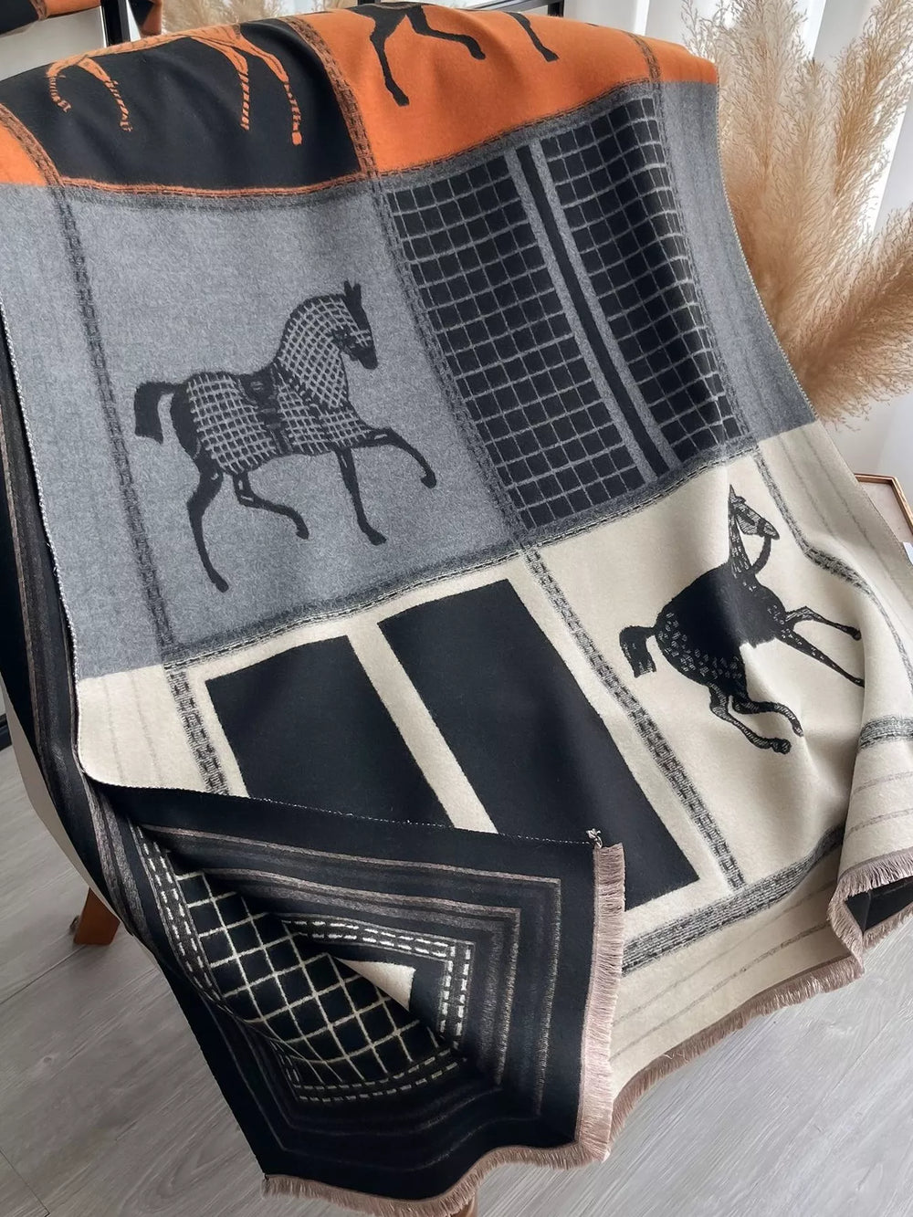 Equestrian Print Warm Scarf - Trendsi - Flyclothing LLC