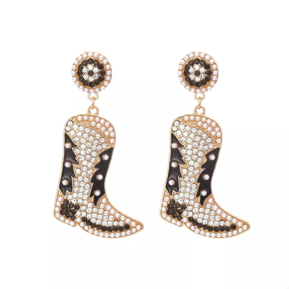 Rhinestone Cowboy Boot Dangle Earrings - Trendsi - Flyclothing LLC