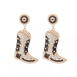 Rhinestone Cowboy Boot Dangle Earrings - Trendsi - Flyclothing LLC