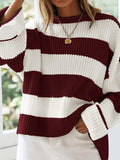Round Neck Long Sleeve Sweater - Trendsi - Flyclothing LLC