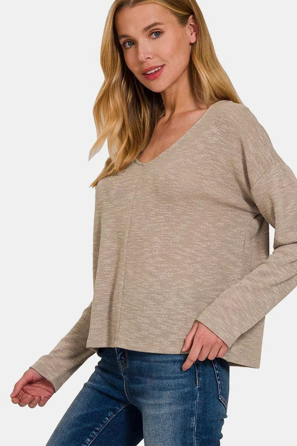 Zenana Dropped Shoulder Long Sleeve T-Shirt - Trendsi - Flyclothing LLC