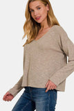 Zenana Dropped Shoulder Long Sleeve T-Shirt - Trendsi - Flyclothing LLC