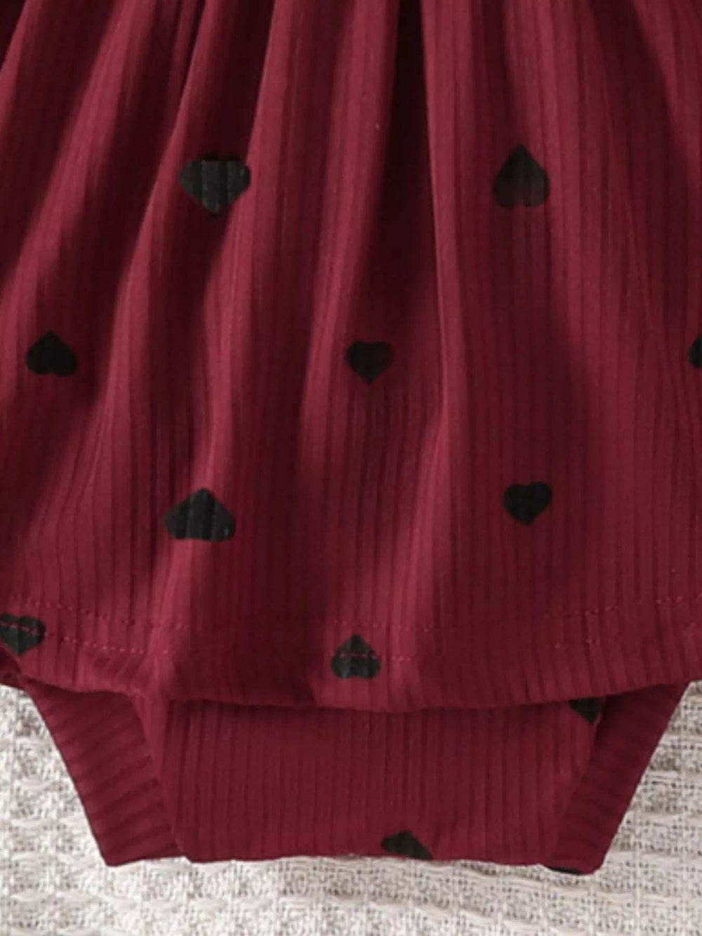Children's Heart Print Ruffle Trim Bodysuit Dress with Headband - Trendsi - Flyclothing LLC