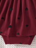 Children's Heart Print Ruffle Trim Bodysuit Dress with Headband - Trendsi - Flyclothing LLC