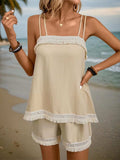 Fringe Square Neck Cami and Shorts Set - Trendsi - Flyclothing LLC