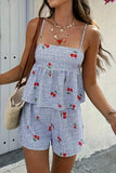 Floral Gingham Print Cami and Shorts Two-Piece Set - Trendsi - Flyclothing LLC