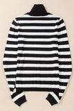 Striped Turtleneck Long Sleeve Knit Top - Trendsi - Flyclothing LLC