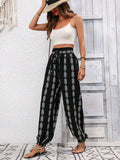 Tied Printed High Waist Pants - Trendsi - Flyclothing LLC