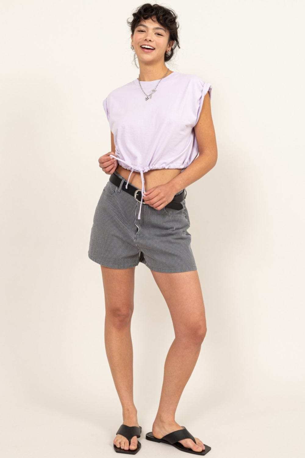 HYFVE Drawstring Hem Crop Top - Trendsi - Flyclothing LLC