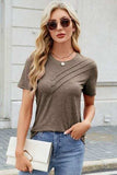 Round Neck Short Sleeve T-Shirt - Trendsi - Flyclothing LLC