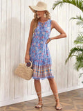 Tie Neck Sleeveless Floral Dress - Trendsi - Flyclothing LLC