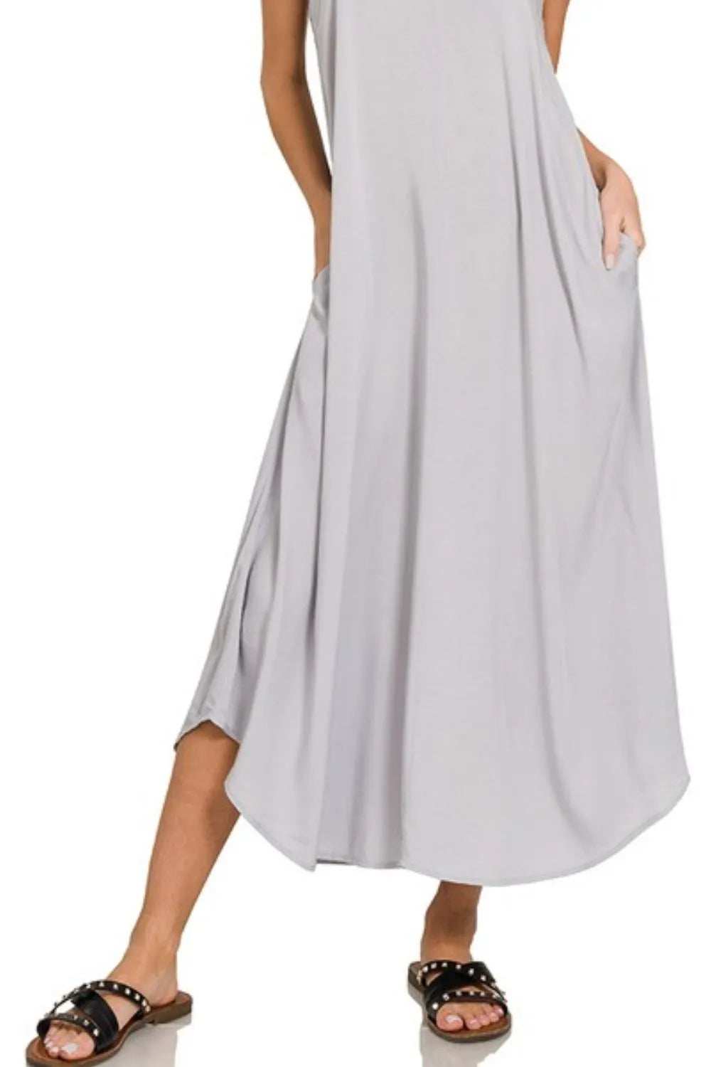 Zenana Woven Arc Hem Cami Dress With Flowy Pockets - Trendsi - Flyclothing LLC