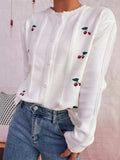 Cherry Embroidered Button Up Cardigan - Trendsi - Flyclothing LLC