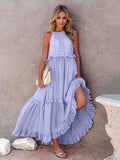 Ruffled Sleeveless Tiered Maxi Dress with Pockets - Trendsi - Flyclothing LLC