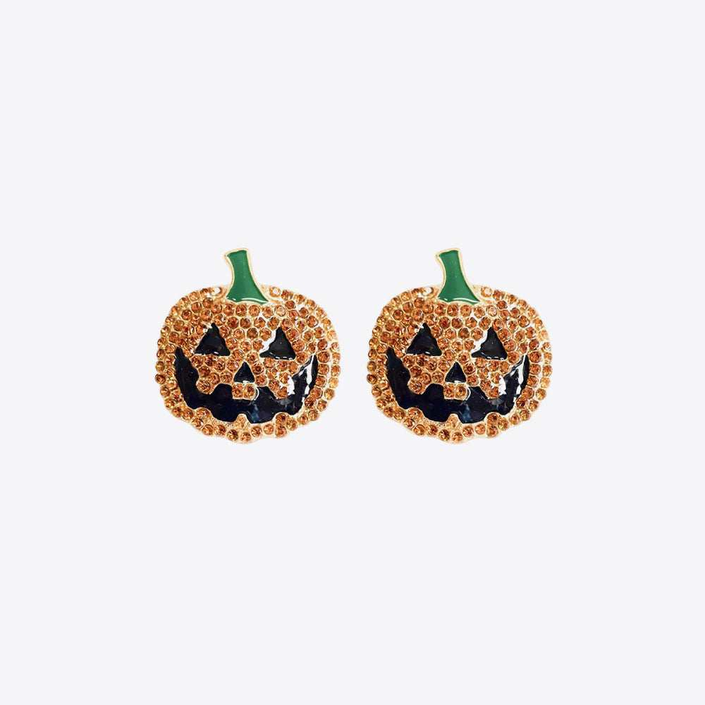 Demon Pumpkin Rhinestone Alloy Earrings - Trendsi - Flyclothing LLC