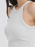 Ribbed Grecian Neck Cropped Tank with Chest Pads - Trendsi - Flyclothing LLC