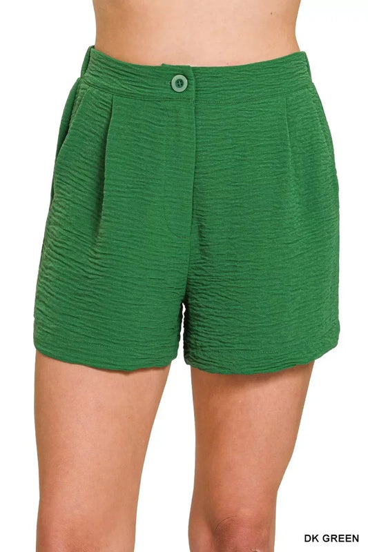 Zenana Woven Airflow Back Elastic Waist Shorts - Trendsi - Flyclothing LLC