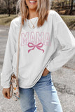 MAMA Bow Round Neck Long Sleeve Sweatshirt - Trendsi - Flyclothing LLC
