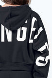 American Bazi Letter Graphic Long Sleeve Drawstring Cropped Hoodie - Trendsi - Flyclothing LLC