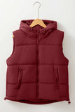Drawstring Zip Up Hooded Vest Coat - Trendsi - Flyclothing LLC