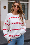 Angel Wings Heart Round Neck Long Sleeve Sweater - Trendsi - Flyclothing LLC