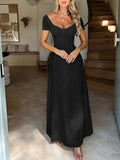 Devine Sweetheart Neck Short Sleeve Maxi Dress - Trendsi - Flyclothing LLC