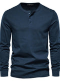 Men's Full Size Quarter Button Round Neck Long Sleeve T-Shirt Plus Size - Trendsi - Flyclothing LLC
