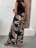 Ruffled Sleeveless Top and Printed Pants Set - Trendsi - Flyclothing LLC