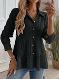 Striped Button-Down Tiered Shirt - Trendsi - Flyclothing LLC