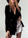 Lapel Collar Long Sleeve Blazer with Pockets - Trendsi - Flyclothing LLC