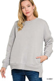 Zenana Full Size Fleece Hi-low Boyfriend Sweatshirts with Pockets Plus Size - Trendsi - Flyclothing LLC