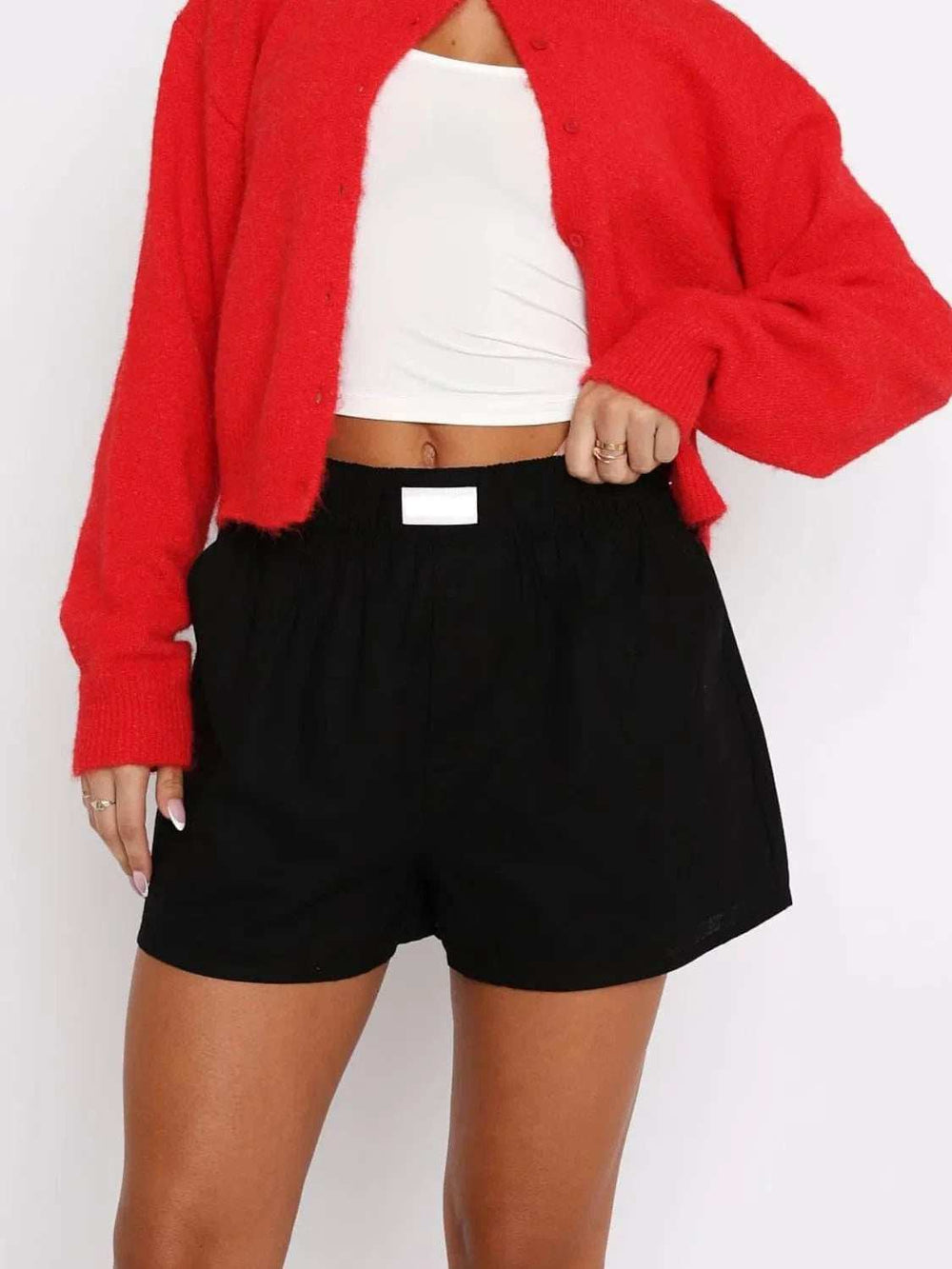 Elastic Waist Shorts - Trendsi - Flyclothing LLC