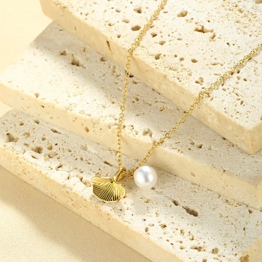 Pearl & Shell Pendant Necklace - Trendsi - Flyclothing LLC