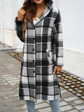Plaid Long Sleeve Hooded Coat - Trendsi - Flyclothing LLC