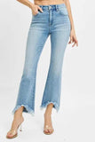 RISEN Full Size High Rise Crop Bootcut Fray Hem Jeans Plus Size - Trendsi - Flyclothing LLC