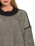 Zenana Exposed Seam Two Tone Ribbed Sweater - Trendsi - Flyclothing LLC