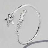 925 Sterling Silver Flower Ring - Trendsi - Flyclothing LLC