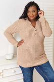 Double Take Notched Neck Ribbed Long Sleeve T-Shirt - Trendsi - Flyclothing LLC