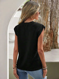 Textured Round Neck Casual Ribbed Top - Trendsi - Flyclothing LLC