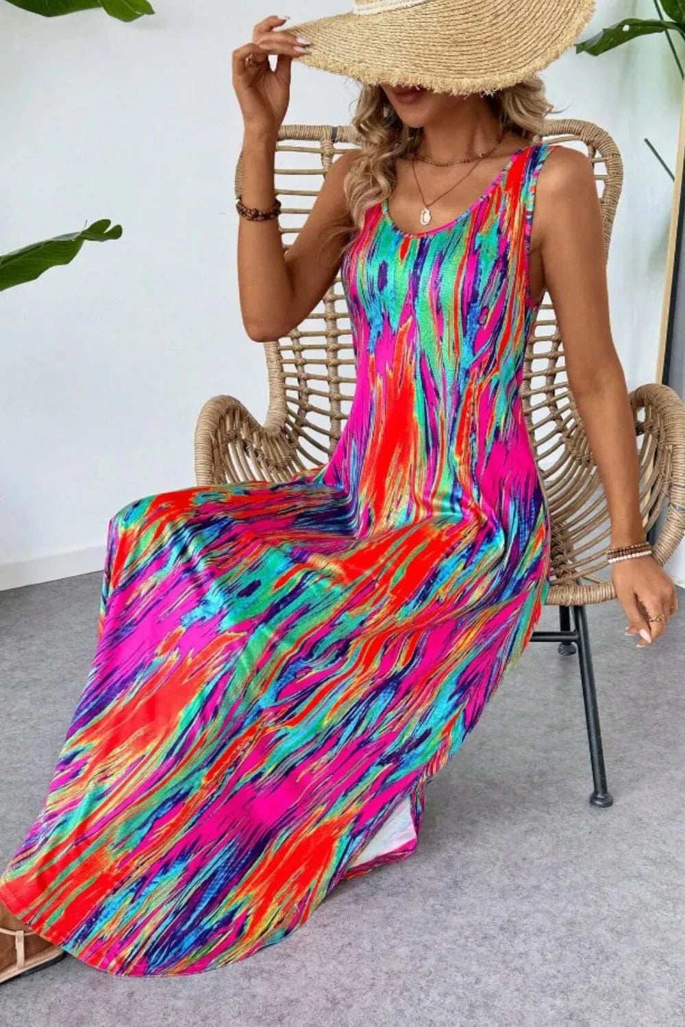 Scoop Neck Sleeveless Dress with Pockets - Trendsi - Flyclothing LLC