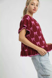 Umgee Bow Knit Ruffle Sleeve Sweater - Trendsi - Flyclothing LLC