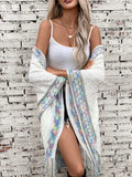 Fringe Half Sleeve Hooded Poncho - Trendsi - Flyclothing LLC