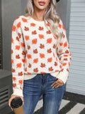 Angel Wings Maple Leaf Round Neck Long Sleeve Sweater - Trendsi - Flyclothing LLC